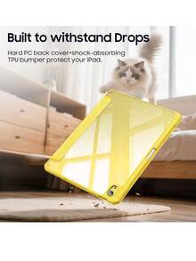 Compatible With IPad 11th Generation 2025 & 10th Generation 2022, Ultra-Light Trifold Protective Case With Stylus Holder, Clear Transparency Back, Auto Sleep/Wake,Yellow - Yellow - View 10