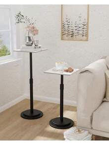 Mesa auxiliar versátil con base de metal, altura ajustable, soporte clásico para plantas de metal, para sofá, mesita de noche, sala de estar y recámara, 1 paquete,,GBZ001SW-1 - Multicolor - Ver 3