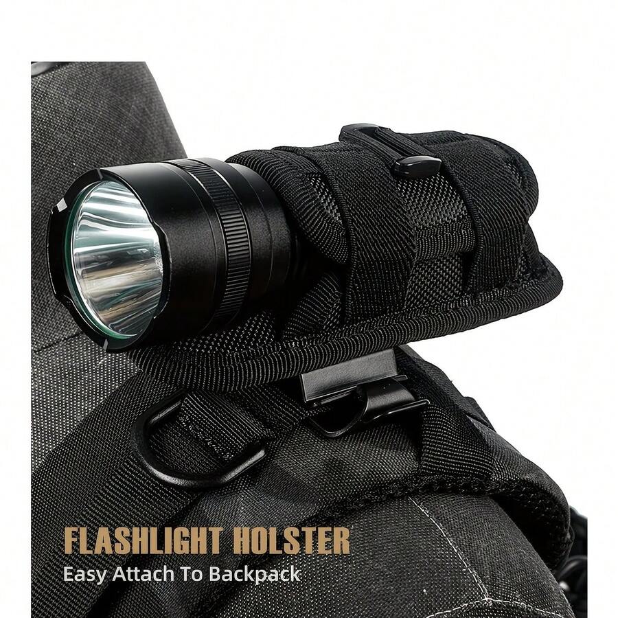1pc Tactical Flashlight Pouch With Rotatable Flashlight Holder, Equipped With Belt Clip And 360 Degree Mounting Engineering Fastener - Multicolor - View 1