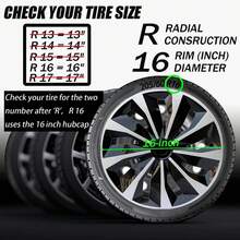 4‑Pack 16‑Inch Car Hubcaps Wheel Cover Set, Shock‑Resistant Durable PP Plastic Replacement Hub Caps, Stylish Exterior Wheel Trim Accessory Compatible With 16‑Inch Steel Wheels, Auto Wheel Decoration For Daily Vehicle Exterior Upgrade - A - View 8
