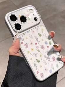 1pc Large Window Double-Sided Full Screen Floral Pattern Phone Case Compatible With Iphone 17/16/15 Pro Max/14 Plus Women - Silver - View 5