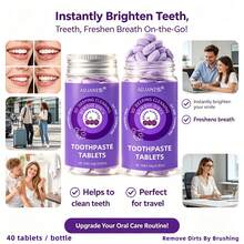 1 Bottle (40 Tablets) ADJANISS Toothpaste Tablets, Contains Hydroxyapatite And Xylitol, Gently Cleans Teeth Without Causing Sensitivity, Promotes Remineralization, Deep Cleaning, Fresh Breath, Suitable For All Adults, Travel Size - Grape - View 9