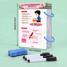 Buku Latihan Mengontrol Pena Huruf dan Angka yang Dapat Digunakan Kembali, Kit Menggambar Titik Hubungkan yang Dapat Dihapus dengan 28 Tema untuk Anak-Anak dengan 3 Spidol dan 1 Penghapus, Buku Latihan Menulis Alfabet, Mainan Edukasi dan Pembelajaran Keterampilan Motorik Halus - MultiWarna - View 3