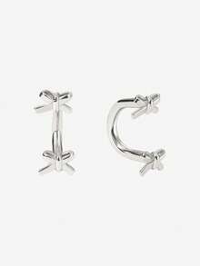 Minimalist Delicate Double Bow U-Shaped Cartilage Ear Studs 925 Sterling Silver Earrings For Women Daily Wear - Bowknot U-shaped Earrings - View 5