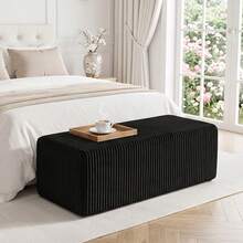 Only Ottoman! Ottoman For Sectional Sofa Couch, Oversized Mid Century Modern Boneless Bench  Modular Sectional Sofa Foot Stools For Living Room Furniture End Of Bed Benches For Bedroom Entryway, Coffee Table Decor No Assembly Rectangular Pouf Ottoman - Ottoman Black - View 4
