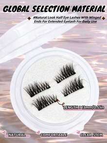 1 Pair Magnetic False Eyelashes, Half Lash Style, No Glue Needed, Short Magnetic Lashes, Natural Cat Eye Makeup Effect, Reusable, Suitable For Lash Extensions, Suitable For People With Droopy Eyelids, Makeup Bloggers And Gifts - View 3