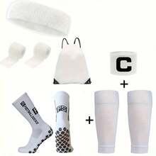 Unisex Soccer Leg Warmers Set - Anti-Slip Rubber Dot Leg Warmers, Captain Armband, Drawstring Backpack, Headband, Sports Tape, Comfortable Leg Sleeves - Suitable For Soccer, Basketball, Football, Yoga And Outdoor Sports - Multicolor - View 14