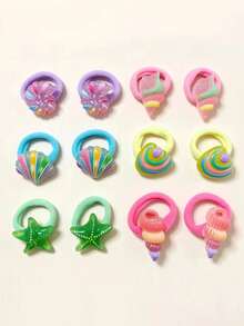 12pcs Kids Beach Vacation Colorful Shell, Conch, Starfish Hair Clip Set, Ocean Style Girls Hair Accessories - Multicolor - View 10