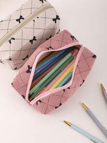 Bowknot Minimalist Large Capacity Corduroy Pencil Case, Multi-Functional Pencil Storage Bag, School And Office Supplies Stationery Organizer, Pencil Pouch, Backpack Accessory, Back To School Gift - Multiple Styles - View 8