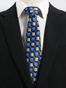 1PC Fashion Casual Versatile Men's Patchwork Plaid Pattern Tie Suitable For Daily Wear, Shopping, Banquet, Party, Business, Dating - Multicolor - View 10