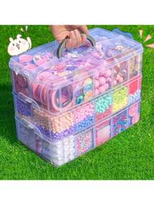 1/3/4/5pcs Portable Compartment Jewelry Storage Box, Multi‑Grid Hand‑Held Travel Organizer, Dust‑Proof Stackable Clear Plastic Container For Earrings Rings Beads Building Blocks Small Sundries, Home & Travel Use - Clear - View 1