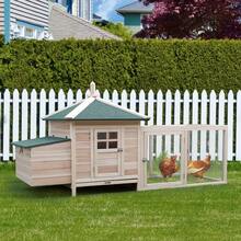 Stylish Outdoor  With Secure Run, Integrated Nesting Box & Ventilated Design – Compact Backyard Poultry Housing (196 X 76 X 97 Cm, Natural Wood-Look Finish) - Natural - View 2