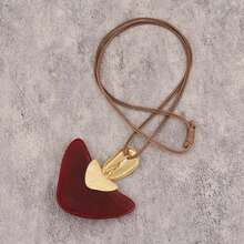 1pc Bohemian Adjustable Long Sweater Chain Necklace, Exaggerated Asymmetrical Triangle Resin & Metal Geometric Pendant, Niche Skin-Flattering Layered Jewelry, Christmas Halloween Street Festival Gift For Students, Best Friends, Elders, Daily Wear Accessory - Wax Rope - View 9