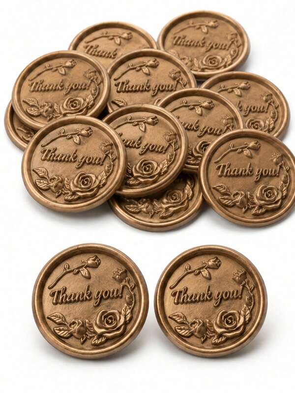 20/30/50/100 Pcs Wax Seal Stickers, Thank You Wax Seals For Envelopes, Vintage Embossed Wax Seal Decals For Wedding Invitations, Save The Dates, Gift Wrapping, Party Favors And Cards