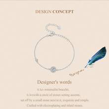 BAMOER Full Paved Halo Sunflower Sterling Silver Bracelet Bright Moissanite Thin Chain Elegant Wedding Banquet Accessory - Silver - View 9
