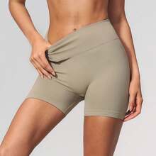 Women's Knitted High Elasticity Sports Shorts, Butt-Lifting Design, Perfect For Sports And Exercise - Grey - View 4