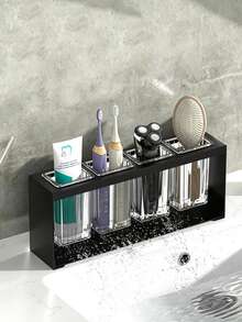 Clear Glass Tube Silverware Caddy, Punch-Free Countertop Cutlery Drainer Rack, Multifunctional Kitchen Chopstick Fork Spoon Storage Holder 2 Colors Optional - Multicolor - View 7