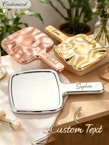 Cermin Genggam yang Dipersonalisasi, Cermin Rias Genggam Bergaya Vintage, Desain Riak Air, Cermin Persegi Portabel, Cocok untuk Pengiring Pengantin, Pernikahan, Ulang Tahun, Hadiah Ulang Tahun Pernikahan, Aksesori Kecantikan Natal - MultiWarna - View 2