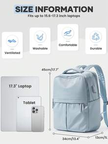 大容量大學旅行筆電背包，可容納 15.6 吋筆電，輕量耐用學生背包，附多功能口袋 - 彩色 - 查看 4
