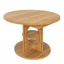 Extendable Dining Table With Storage, 110–150 Cm, Wood/Black Finish, Max Load 60 Kg, Round To Oval - 棕色 - 查看 9