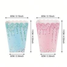 10/20/40Pcs,Pink Blue Glitter Drip Popcorn Treat Boxes, Disposable Paper Snack Favor Boxes, Dripping Icing Pattern Favor Containers Party Favor Supplies For Gender Reveal, BabyShower, Birthday & Wedding Celebrations - View 7