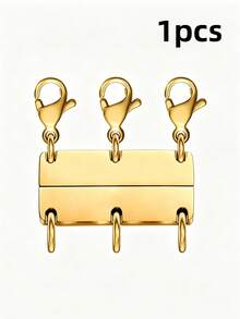 1pc Alloy Material Women's Magnetic Necklace Extender Connector Separator, 18K Gold/Silver Color Anti-Tangle Jewelry Magnetic Clasp, Suitable For Layering Necklaces, Combines Separating And Extending Functions, Magnetic Buckle. - Gold - View 5