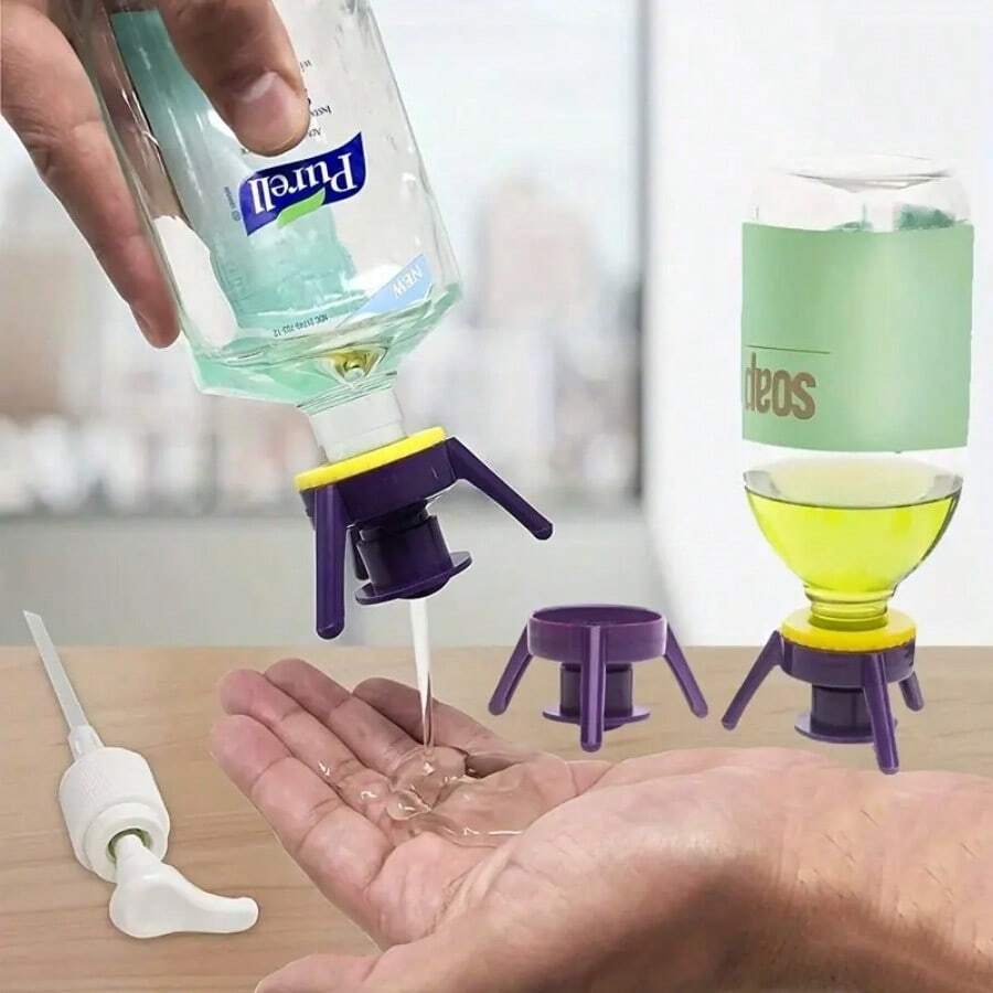 6pcs Inverted Bottle Cap Shampoo Triangular Inverted Stand Tripod Kitchen Seasoning Bottle Stand Bathroom Shower Gel Portable Home Use Bathroom Accessory - A - View 1