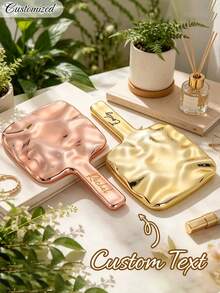 Cermin Genggam yang Dipersonalisasi, Cermin Rias Genggam Bergaya Vintage, Desain Riak Air, Cermin Persegi Portabel, Cocok untuk Pengiring Pengantin, Pernikahan, Ulang Tahun, Hadiah Ulang Tahun Pernikahan, Aksesori Kecantikan Natal - MultiWarna - View 3