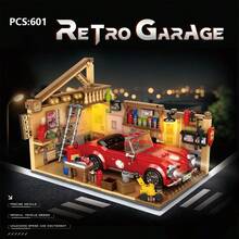 Vintage Garage Building Block Set, 3D Model Repair Shop Scene Display Toy, Car Enthusiast Desktop Home Decor, Birthday Christmas Father's Day Gift, DIY Handmade Assembly Activity, Vehicle Building Decoration Collectible - Multicolor - View 13