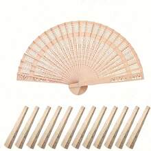 Wooden Folding Hand Fan, Vintage Chinese Hollow Floral Pattern Fan, Suitable For Home Decor,Festival,Accessories - Wood Color - View 5