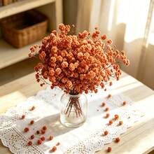 25/50/100/300pcs Realistic Artificial Maintenance-Free Flower Bouquets, Suitable For Home Decor, Floral Arrangements, Flower Shop Supplies, Gypsophila Mini Flower Bouquets, DIY Handmade Crafts, Wedding, Home And Office Decor, Party And Garden Decoration, Pressed Flowers Floating Vase Glass Dome Floral Materials, Wreath Handmade Crafts - Orange - View 2