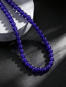 1pc White Fashionable Faux Pearl Beaded Necklace For Men's Daily Wear - Black - View 8