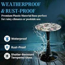 Gesodant - Mesa auxiliar para exteriores de 13.4 pulgadas, mesa redonda para patio con parte superior de vidrio templado bohemio, base impermeable a prueba de óxido, soporte para plantas pequeñas para - Multicolor - Ver 7