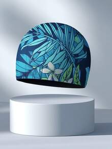 1pc Women's Camouflage Print Quick-Dry Swim Cap, Breathable Fabric, Beach & Pool Accessory, Adult Solid Color Swim Cap - Multicolor - View 2