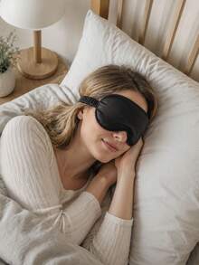 1pc Super Soft Faux Silk Eye Mask, Black Light-Blocking Sleep Mask, Suitable For Relieving Insomnia Symptoms, Suitable For Men And Women For Napping And Sleeping, Suitable For Long-Distance Flights And Deep Sleep During Travel, Suitable For Business Travel, Yacht Travel And Back To School Essentials, Rest Essentials And Accessories - A - View 2