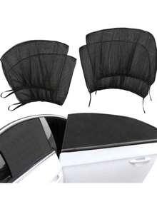 Car Window Sunshade Set, UV Protection, Front And Rear Window Privacy Shades, Suitable For Sedan And SUV, Easy Installation, Breathable Mesh Material, Blocks Harmful UV Rays, Provides Sun Protection And Privacy - Multicolor - View 5
