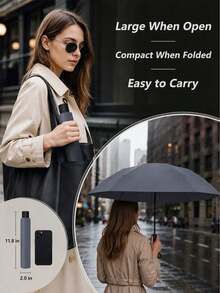 12-Rib Windproof Folding Umbrella, Travel Essential, Sun Protection & Rainproof Dual-Use, Portable Casual Vacation/Summer Supplies - Multiple Styles - View 4