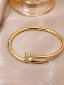 3pcs/1pc Luxury Gold & Pink Floral Bracelet Set - Roman Numeral & Crystal Stackable Bracelets, Waterproof Stainless Steel Women's Jewelry, Perfect Gift For Girlfriend And Mom - White - View 5