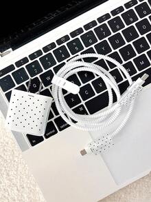 5pcs Black Polka Dot Transparent Charger Protective Case Set, Anti-Break Anti-Dirt Full Coverage Charger Head Protective Shell, Suitable For 18W 20W Apple Power Adapter, Cute Decorative Digital Gift, Suitable For Women And Girls - Multicolor - View 2