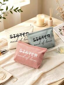 "Maid Of Honor" Printed Fashion Toiletry Bag - Stylish Lightweight Zippered Travel Makeup Organizer, Machine Washable, Multi-Functional Storage Bag; Perfect Fun Wedding/Engagement Gift For Bridesmaids And Unique Bridal Shower Favor - Multicolor - View 7