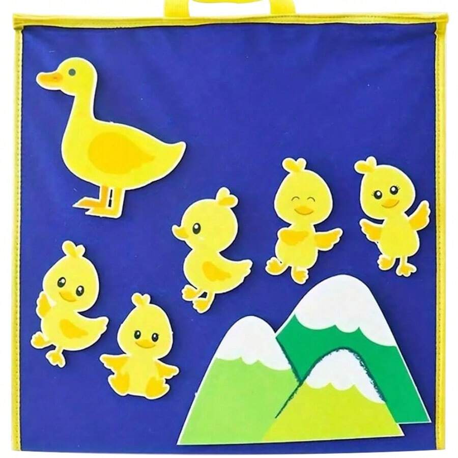 Quixorblex 7Pcs "Five Ducks" Felt Story Set,Interactive Role Play Apron Props,Montessori Storytelling Teaching Aids,Creative Drama Activity Set,Learning Supplies,Family Interactive Events