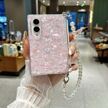 1pc Side Buckle Shell Pattern Center Axis Magnetic Fresh Ditsy Floral Foldable Phone Case For Girls, Protective Cover, Cute, Popular, Shockproof, Anti-Slip, Smart Phone Case Compatible With Samsung Galaxy Z Fold8 Galaxy Z Fold7 Galaxy Z Fold6 Galaxy Z Fold5 - Multicolor - View 3