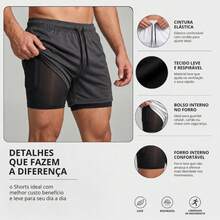 2-In-1 Double Sports Dry Fit Shorts With Pocket Gym Shorts Sports Shorts - Dark Grey - View 7