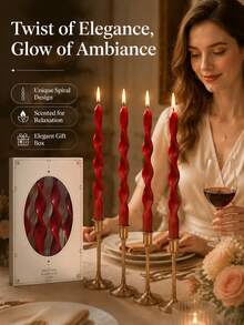 4/2 Spiral Scented Candle Gift Box, Soy Wax Scented Candles, 6-12 Hours, Home Decor Scented Candles, Suitable For Weddings, Candlelight Dinners, Halloween/Christmas Holiday Gifts, Graduation Party Decorations And Mother's Day Gifts (Red) - one-size - View 3