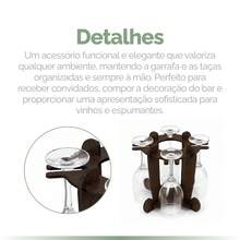 Adega de Vinho Café MDF 4 mm com Porta-Taça para 4 Taças Decoração Bancada Mesa Jantar Romântico Festa - Multicolorido - Visão 4