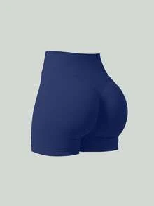 UONNOU Women's Seamless Shorts For Summer, V-Shaped Waist, Ruched Design, Shaping Waist & Hip Curves, Suitable For Yoga & Daily Wear Sports - Navy Blue - View 1