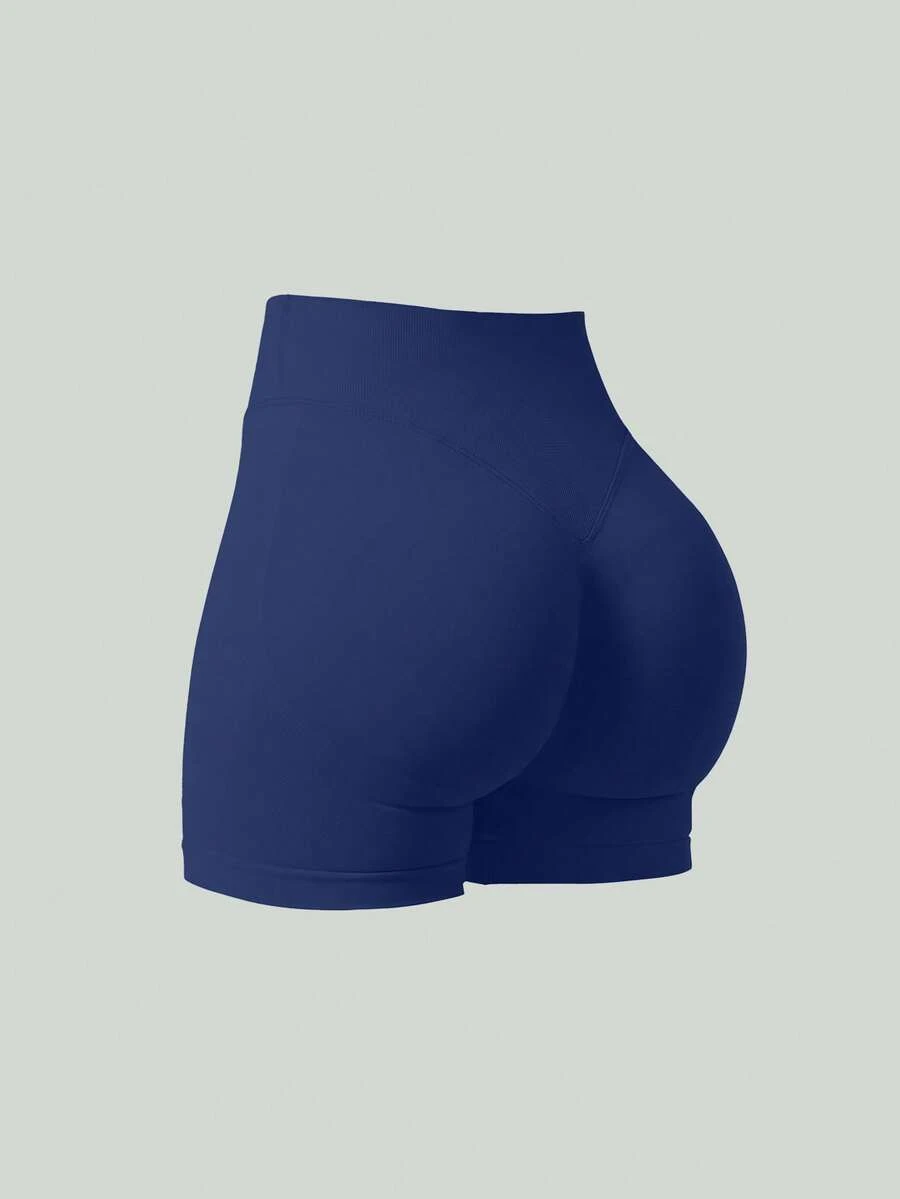 UONNOU Women's Seamless Shorts For Summer, V-Shaped Waist, Ruched Design, Shaping Waist & Hip Curves, Suitable For Yoga & Daily Wear Sports - Navy Blue - View 1