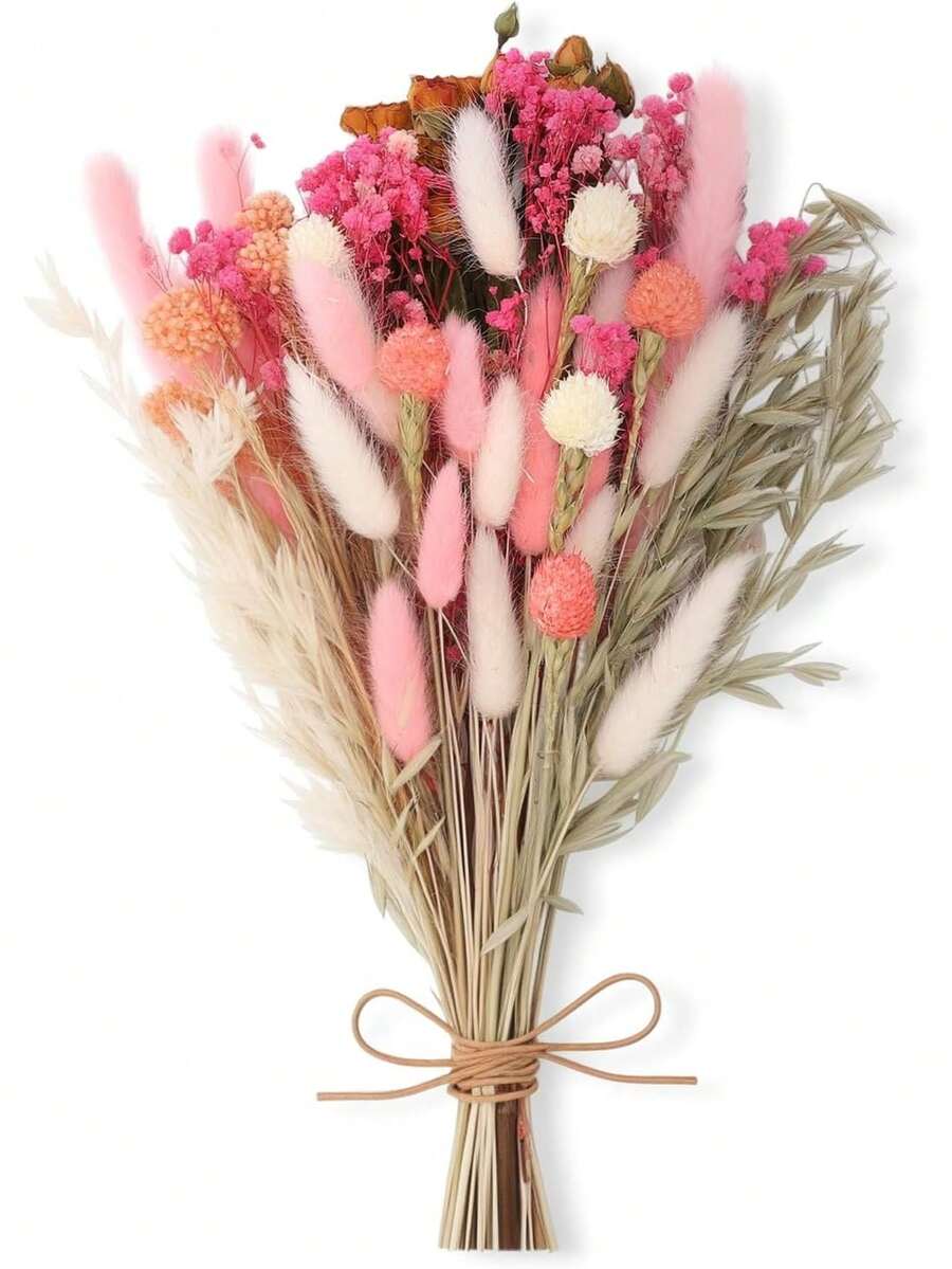1 Bunch DIY Artificial Flower Set, Large Quantity Bohemian Style Long Stem Flowers For Home Decor, Floral Arrangement, Wedding Bouquet - Pink - View 1