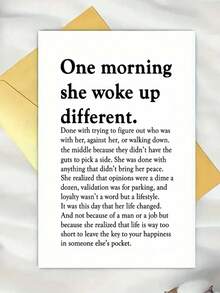 This Bold Typography Empowering Greeting Card Printed With A Touching Story About Female Self-Healing And Letting Go Of Unnecessary External Validation, Blank Inner Space For Personal Journaling, Thoughtful Uplifting Gift To Help Women Break Away Fro - One Size Fits All - View 1
