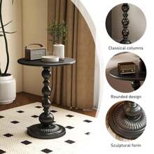 Funecy Mesa Auxiliar Pequeña de Metal, Mesa Auxiliar Redonda Negra Mate Clásica para Mesita de Noche o Sofá, Mesa de Pedestal Pequeña para Sala de Estar, Esquinas, Recámara, Patio y Bar - Multicolor - Ver 5